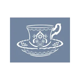 EHBL04 Blue Blanc Fincan Desen Stencil 15x20cm