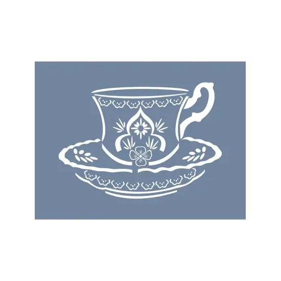 EHBL04 Blue Blanc Fincan Desen Stencil 25x35cm