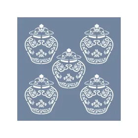 EHBL05 Blue Blanc Vazo Desen Stencil 45x45cm