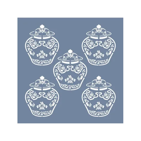 EHBL05 Blue Blanc Vazo Desen Stencil 45x45cm