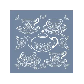 EHBL07 Blue Blanc Çaydanlık Seti Desen Stencil 45x45cm