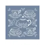 EHBL07 Blue Blanc Çaydanlık Seti Desen Stencil 45x45cm