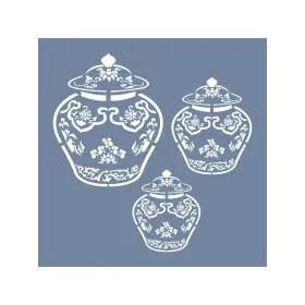 EHBL08 Blue Blanc Vazo Desen Stencil 45x45cm