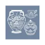 EHBL09 Blue Blanc Vazo Desen Stencil 45x45cm
