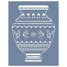 EHBL11 Blue Blanc Vazo Desen Stencil 35x45cm