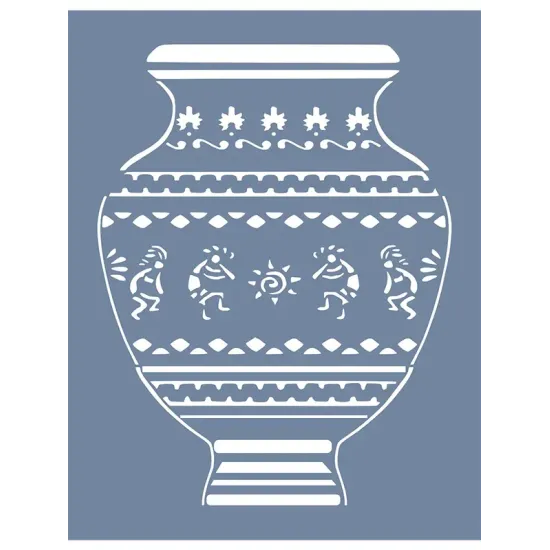 EHBL11 Blue Blanc Vazo Desen Stencil 35x45cm