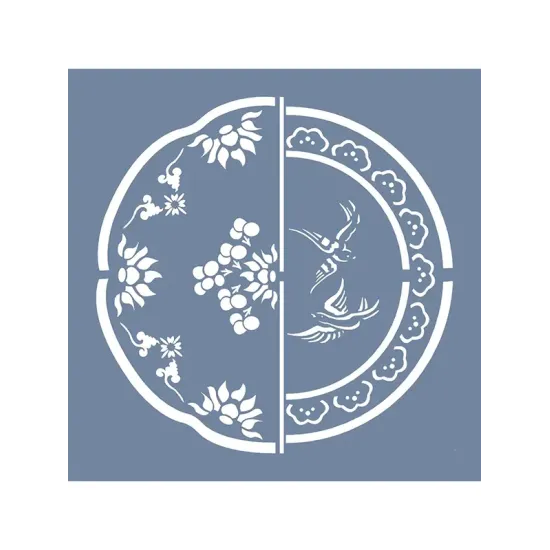 EHBL13 Blue Blanc Tabak Desen Stencil 40x40cm
