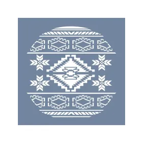 EHBL14 Blue Blanc Kilim Desen Stencil 40x40cm