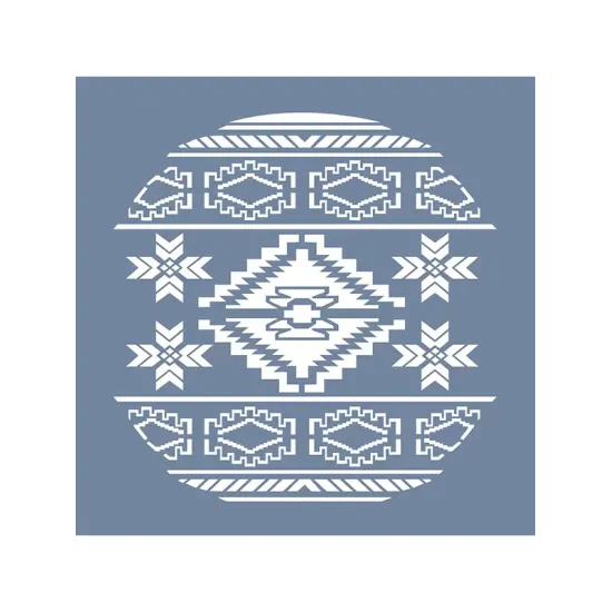 EHBL14 Blue Blanc Kilim Desen Stencil 40x40cm