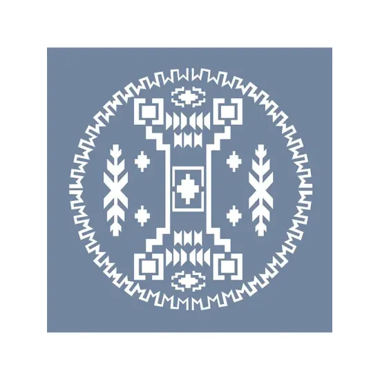 EHBL15 Blue Blanc Kilim Desen Stencil 45x45cm