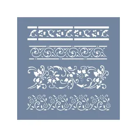 EHBR69 Bordür Desen Stencil 20x20cm