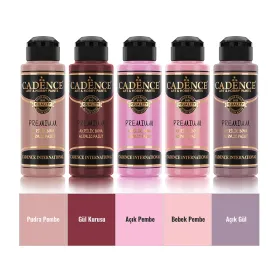 5x120 Premium Akrilik Boya Seti - Romantik Gül ve Pastel Pembe  Renkleri