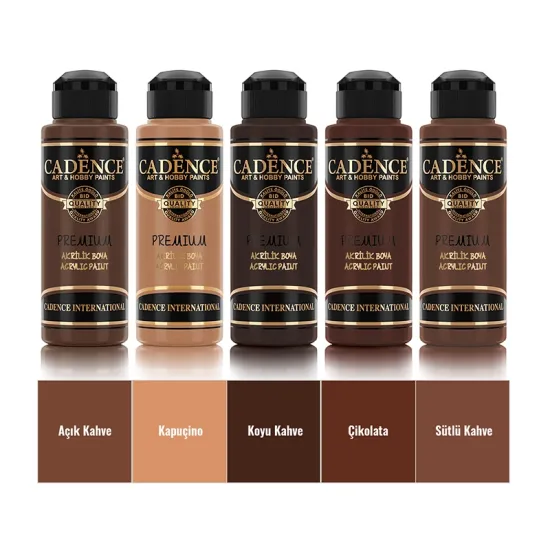 5x120 Premium Akrilik Boya Seti - Gurme Kahve ve Toprak Tonları Renkleri